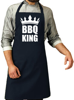 Bellatio Decorations Barbecueschort - BBQ King - navy - voor heren - Barbecue keuken schort - Cadeau - Vaderdag