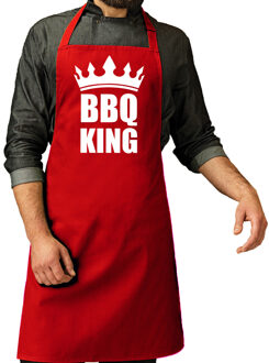 Bellatio Decorations Barbecueschort - BBQ King - rood - voor heren - Barbecue keuken schort - Cadeau - Vaderdag