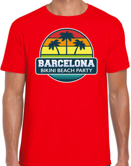 Bellatio Decorations Barcelona zomer t-shirt / shirt Barcelona bikini beach party voor heren - rood - Barcelona beach party outfit / vakantie kleding /  strandfeest shirt S