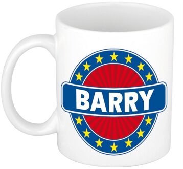 Bellatio Decorations Barry voornaam koffiemok - beker - wit/blauw - 300 ml - Cadeau - Heren - Collega - Vaderdag