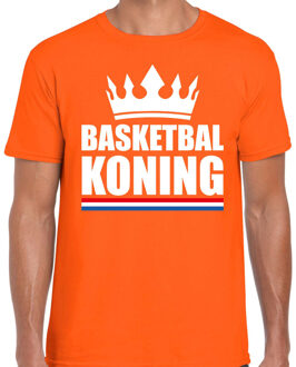 Bellatio Decorations Basketbal koning t-shirt oranje heren - Sport / hobby shirts 2XL - Feestshirts