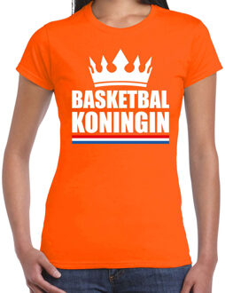 Bellatio Decorations Basketbal koningin t-shirt oranje dames - Sport / hobby shirts XS - Feestshirts