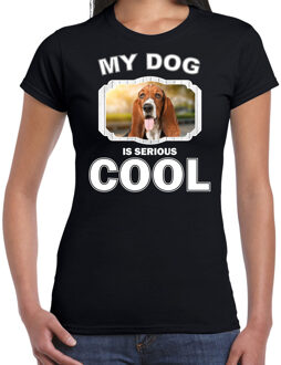 Bellatio Decorations Basset honden t-shirt my dog is serious cool zwart - dames - Basset liefhebber cadeau shirt 2XL