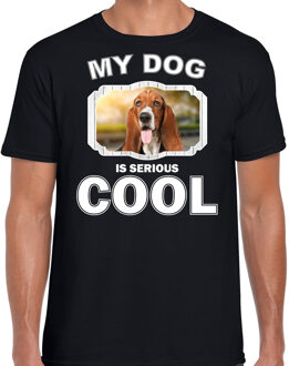 Bellatio Decorations Basset honden t-shirt my dog is serious cool zwart - heren - Basset liefhebber cadeau shirt 2XL