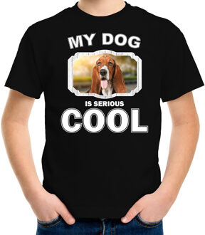 Bellatio Decorations Basset honden t-shirt my dog is serious cool zwart - kinderen - Basset liefhebber cadeau shirt L (146-152)