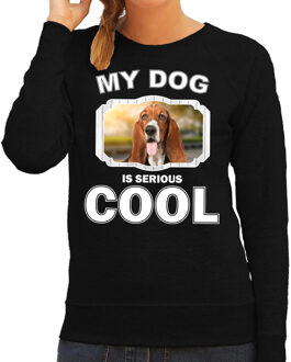 Bellatio Decorations Basset honden trui / sweater my dog is serious cool zwart - dames - Basset liefhebber cadeau sweaters 2XL