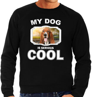 Bellatio Decorations Basset honden trui / sweater my dog is serious cool zwart - heren - Basset liefhebber cadeau sweaters 2XL