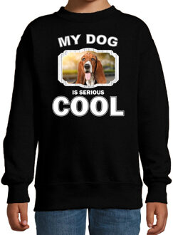 Bellatio Decorations Basset honden trui / sweater my dog is serious cool zwart - kinderen - Basset liefhebber cadeau sweaters 12-13 jaar (152/164)