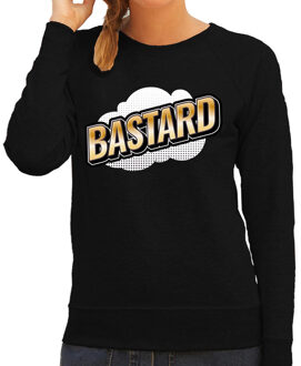 Bellatio Decorations Bastard fun tekst sweater voor dames zwart in 3D effect XS