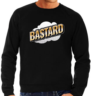 Bellatio Decorations Bastard fun tekst sweater voor heren zwart in 3D effect 2XL