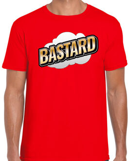 Bellatio Decorations Bastard fun tekst t-shirt voor heren rood in 3D effect 2XL