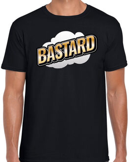 Bellatio Decorations Bastard fun tekst t-shirt voor heren zwart in 3D effect 2XL