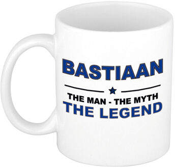 Bellatio Decorations Bastiaan cadeau mok - man myth legend - naam koffiemok / beker - wit en blauw - 300 ml Donkerblauw