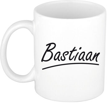Bellatio Decorations Bastiaan Naam koffiemok - beker - met sierlijke letters - wit - 300 ml - Cadeau - Heren