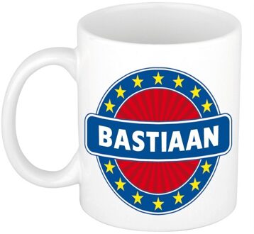 Bellatio Decorations Bastiaan voornaam koffiemok - beker - wit/blauw - 300 ml - Cadeau - Heren - Collega - Vaderdag