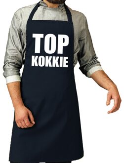 Bellatio Decorations BBQ schort Top kokkie navy blauw voor heren - Feestschorten