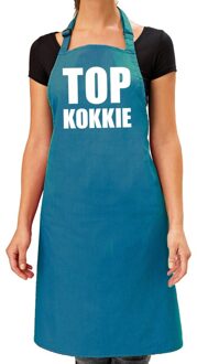 Bellatio Decorations BBQ schort Top kokkie turquoise blauw voor dames - Feestschorten