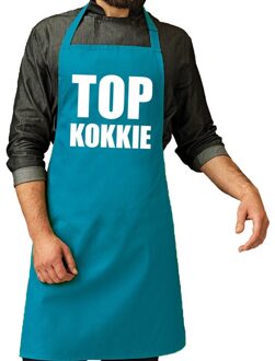 Bellatio Decorations BBQ schort Top kokkie turquoise blauw voor heren - Feestschorten