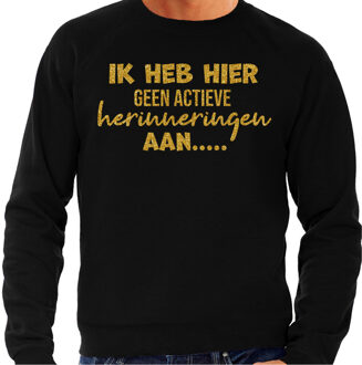 Bellatio Decorations BD Apres ski sweater heren - geen herinnering - zwart/glitter goud 2XL