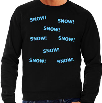 Bellatio Decorations BD Apres ski sweater heren - SNOW! - zwart - glitter blauw - skieen XL