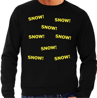 Bellatio Decorations BD Apres ski sweater heren - SNOW! - zwart - glitter geel - skieen L