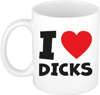 Bellatio Decorations BD Cadeau koffie/thee mok - rood - I love dicks - pride / gay - 300 ml