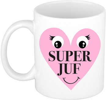 Bellatio Decorations BD Cadeau koffie/thee mok voor Juf - roze - Super Juf - 300 ml