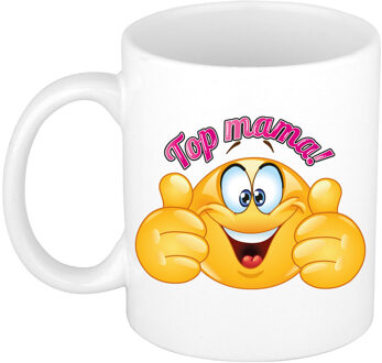 Bellatio Decorations BD Cadeau koffie/thee mok voor mama - duim omhoog smiley - roze