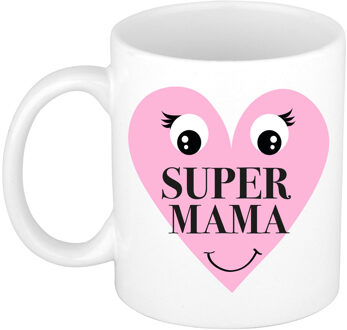 Bellatio Decorations BD Cadeau koffie/thee mok voor Mama - roze - Super Mama - 300 ml