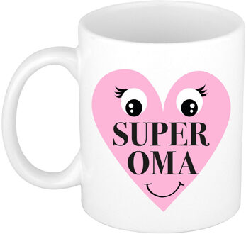 Bellatio Decorations BD Cadeau koffie/thee mok voor Oma - roze - Super Oma - 300 ml