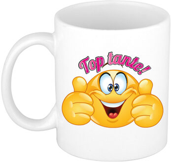 Bellatio Decorations BD Cadeau koffie/thee mok voor tante - duim omhoog smiley - roze