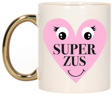 Bellatio Decorations BD Cadeau koffie/thee mok voor Zus - goud - Super Zus - 300 ml