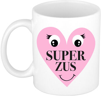 Bellatio Decorations BD Cadeau koffie/thee mok voor Zus - roze - Super Zus - 300 ml