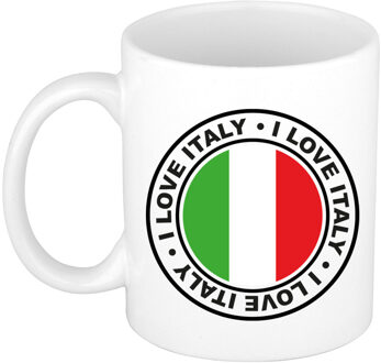 Bellatio Decorations BD Cadeau koffiemok Italie - vlag - I love - 300 ml - keramiek
