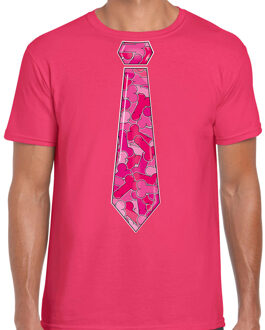 Bellatio Decorations BD Cadeau T-shirt heren - piemel stropdas - roze - vrijgezellenfeest S