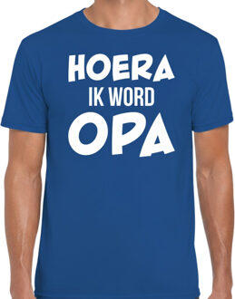 Bellatio Decorations BD Cadeau T-shirt Opa - Hoera ik word OPA - blauw - cadeau grootvader 2XL