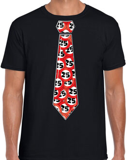 Bellatio Decorations BD Cadeau T-shirt voor heren - 25 jaar - zwart - stopbord leeftijden XL