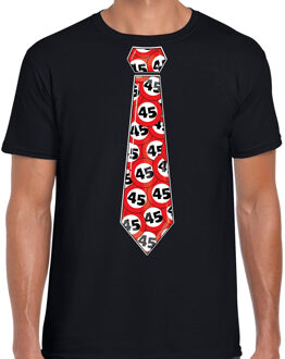 Bellatio Decorations BD Cadeau T-shirt voor heren - 45 jaar - zwart - stopbord leeftijden XL