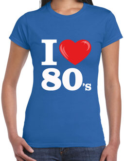 Bellatio Decorations BD Disco T-shirt dames - I love 80s - blauw - eighties thema party XL