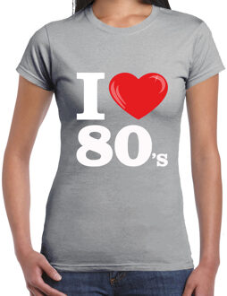 Bellatio Decorations BD Disco T-shirt dames - I love 80s - grijs - eighties thema party S