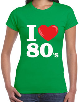 Bellatio Decorations BD Disco T-shirt dames - I love 80s - groen - eighties thema party S