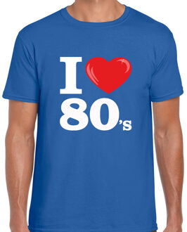 Bellatio Decorations BD Disco T-shirt heren - I love 80s - blauw - eighties thema party M
