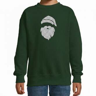 Bellatio Decorations BD Kerstsweater - kinderen - groen - zilveren Santa - glitter 12-13 jaar (152/164)