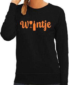 Bellatio Decorations BD Koningsdag sweater dames - Wijntje - glas/fles - glitter oranje L