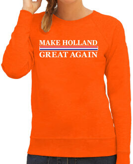 Bellatio Decorations BD Koningsdag sweater - make Holland great again - oranje - dames XL