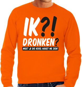 Bellatio Decorations BD Koningsdag verkleed sweater heren - ik?! dronken? - oranje S