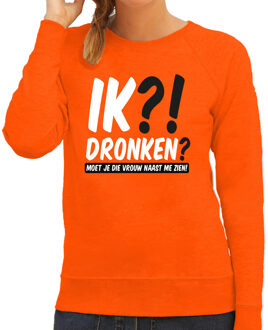Bellatio Decorations BD Koningsdag verkleed sweater - ik?! dronken? - oranje - dames M