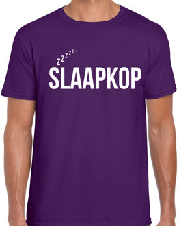 Bellatio Decorations BD Slaap T-shirt voor heren - paars - slaapkop - pyjama shirt 2XL