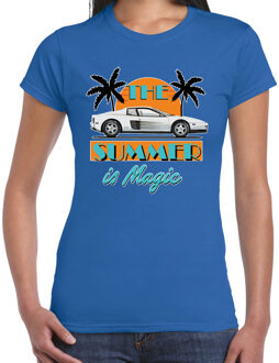 Bellatio Decorations BD Toppers T-shirt dames - The summer is Magic - blauw - Miami auto L