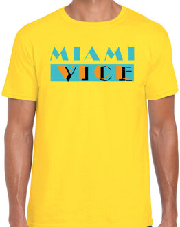Bellatio Decorations BD Toppers verkleed T-shirt heren - Miami Vice - geel - feestkleding XL